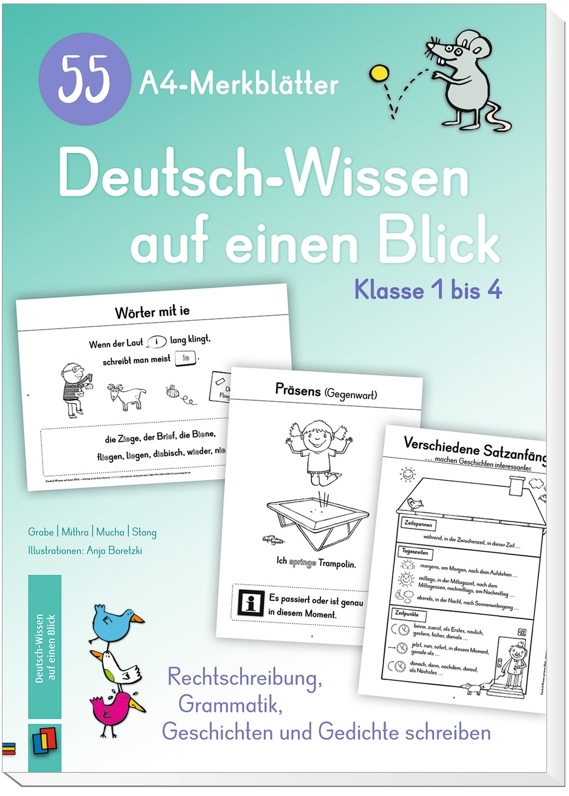 55 A4-Merkblätter Deutsch-Wissen auf einen Blick – Klasse 1 bis 4