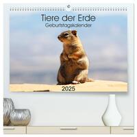 Tiere der Erde Geburtstagskalender (hochwertiger Premium Wandkalender 2025 DIN A2 quer), Kunstdruck in Hochglanz