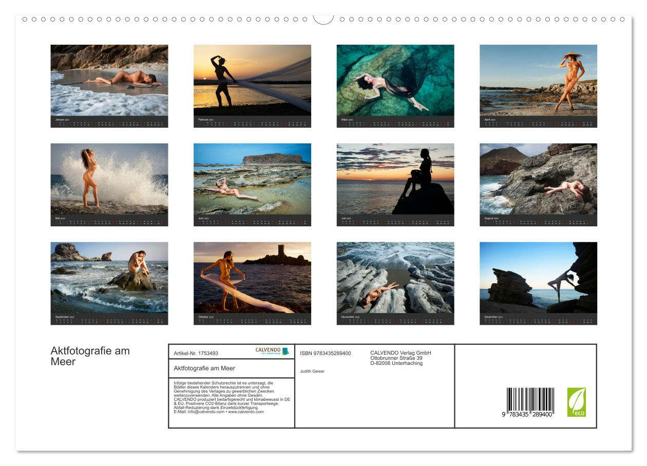 Aktfotografie am Meer (hochwertiger Premium Wandkalender 2025 DIN A2 quer), Kunstdruck in Hochglanz