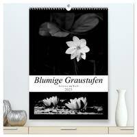 Blumige Graustufen - Schwarz und Weiß (hochwertiger Premium Wandkalender 2025 DIN A2 hoch), Kunstdruck in Hochglanz