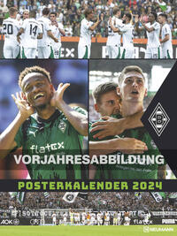 N NEUMANNVERLAGE - Borussia Mönchengladbach 2025 Posterkalender, 48x64cm, Fußball-Kalender mit Motiven der Stars, Fan-Kalender mit Fußball-Highlights, Spiralbindung und int. Kalendarium