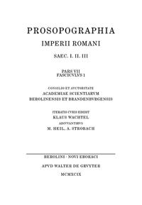 Prosopographia Imperii Romani Saec I, II, III. / (Q - R)