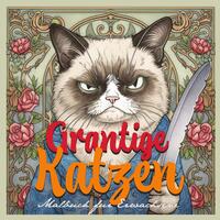 Grantige Katzen Malbuch für Erwachsene Graustufen