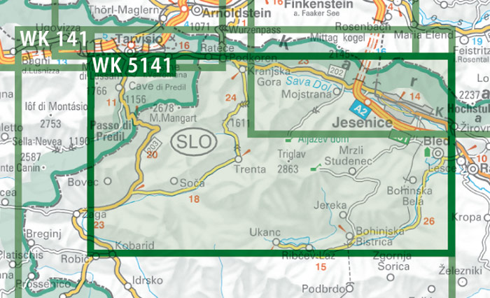 WK 5141 Nationalpark Triglav - Kranjska Gora - Planica - Bled, Wanderkarte 1:35.000