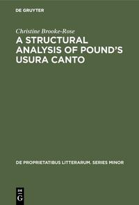 A Structural Analysis of Pound’s Usura Canto