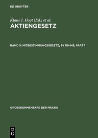 Aktiengesetz / Mitbestimmungsgesetz; §§ 118-149