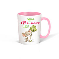 Trötsch Tasse Glück Freundin weiß rosa