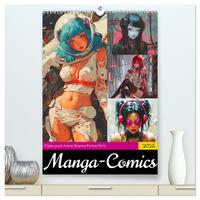 Manga-Comics. Cyberpunk Anime. Science Fiction Girls (hochwertiger Premium Wandkalender 2025 DIN A2 hoch), Kunstdruck in Hochglanz