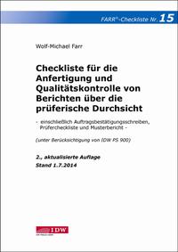 Checkliste 15 für die Anfertigung und Qualitätskontrolle von Berichten über die prüferische Durchsicht