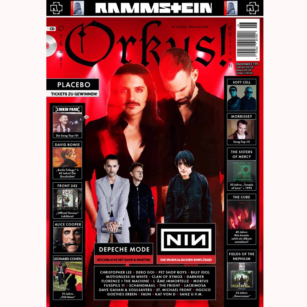 Orkus! Edition Nr. 5 / Nr. 6 - Mai/Juni 2022 mit PLACEBO, RAMMSTEIN, DEPECHE MODE, NINE INCH NAILS, DAVID BOWIE, THE CURE u.v.m. + CD!