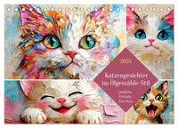 Katzengesichter im Ölgemälde-Stil. Liebliche Portraits fürs Herz (Tischkalender 2025 DIN A5 quer), CALVENDO Monatskalender