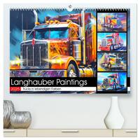 Langhauber Paintings. Trucks in lebendigen Farben (hochwertiger Premium Wandkalender 2025 DIN A2 quer), Kunstdruck in Hochglanz