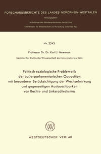 Politisch-soziologische Problematik der außerparlamentarischen Opposition mit besonderer Berücksichtigung der Wechselwirkung und gegenseitigen Austauschbarkeit von Rechts- und Linksradikalismus