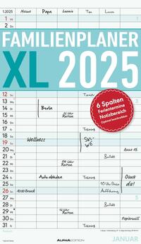 Alpha Edition - Familienplaner XL 2025, 26x25cm, Familienkalender mit 6 Spalten, viel Platz für Notizen, gedruckt auf Offset-Papier, deutsches Kalendarium und Ferientermine DE/AT/CH