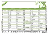 Zettler - Arbeitstagekalender 2025 Recycling, 29,7x21cm, Plakatkalender mit 6 Monaten auf 1 Seite, Mondphasen, Arbeitstage-, Tages- und Wochenzählung, Ferientermine und deutsches Kalendarium