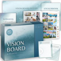 Vision Board Set All IN ONE Box: 1000+ Selbstklebende Bilder, A2 Poster und Workbook für Dein Visionboard