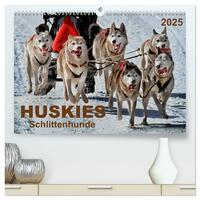 Huskies - Schlittenhunde (hochwertiger Premium Wandkalender 2025 DIN A2 quer), Kunstdruck in Hochglanz