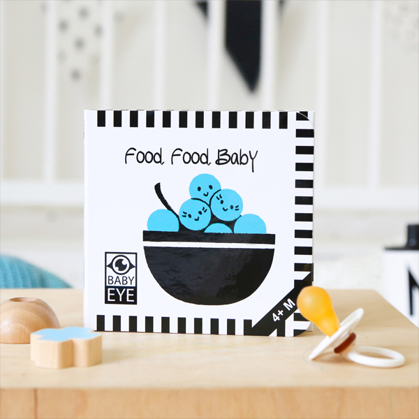 Food, Food, Baby: Kontrastreiches Faltbuch für Babys · Kontrastbuch angepasst an Babyaugen · Schwarz Weiß Primärfarben Buch für Neugeborene · Mein erstes Bilderbuch · Montessori Buch