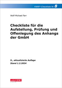 FARR Checkliste 8 für die Aufstellung, Prüfung und Offenlegung des Anhangs der GmbH