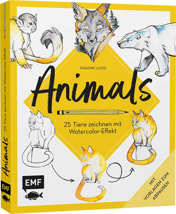 Animals – 25 Tiere zeichnen mit Watercolor-Effekt