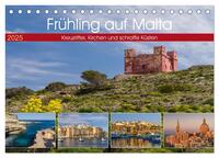 Frühling auf Malta - Kreuzritter, Kirchen und schroffe Küsten (Tischkalender 2025 DIN A5 quer), CALVENDO Monatskalender