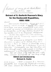 Extract of S. Garforth Pearson’s Diary for the Kaokoveldt Expedition, 1895-1896