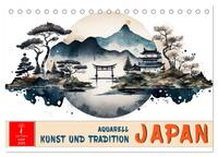 Japan - Aquarell Kunst und Tradition (Tischkalender 2025 DIN A5 quer), CALVENDO Monatskalender