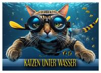 Katzen unter Wasser (Wandkalender 2025 DIN A2 quer), CALVENDO Monatskalender