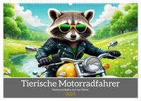 Tierische Motorradfahrer (Wandkalender 2025 DIN A2 quer), CALVENDO Monatskalender