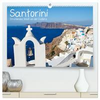 Santorini - Strahlendes Weiß an der Caldera (hochwertiger Premium Wandkalender 2025 DIN A2 quer), Kunstdruck in Hochglanz