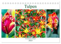 Tulpen - kunterbunte Collagen (Tischkalender 2025 DIN A5 quer), CALVENDO Monatskalender