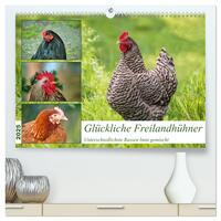 Glückliche Freilandhühner (hochwertiger Premium Wandkalender 2025 DIN A2 quer), Kunstdruck in Hochglanz