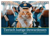 Tierisch lustige Stewardessen (Tischkalender 2025 DIN A5 quer), CALVENDO Monatskalender