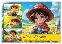 Kleine Farmer. Niedliche Jungs mit ihren tierischen Freunden (Wandkalender 2025 DIN A2 quer), CALVENDO Monatskalender