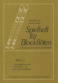 Wir spielen zu viert auf Sopran-, Alt- und Tenor-Blockflöten