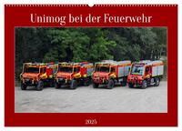 Unimog bei der Feuerwehr (Wandkalender 2025 DIN A2 quer), CALVENDO Monatskalender