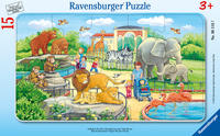 Ravensburger Kinderpuzzle - 06116 Ausflug in den Zoo - Rahmenpuzzle für Kinder ab 3 Jahren, mit 15 Teilen