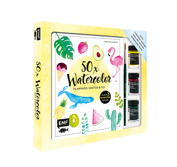 50 x Watercolor – Flamingo, Kaktus & Co. – Starter-Set – Sonderausgabe