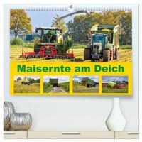 Maisernte am Deich (hochwertiger Premium Wandkalender 2025 DIN A2 quer), Kunstdruck in Hochglanz