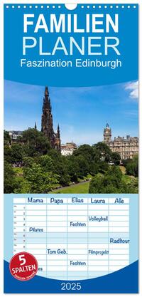 Familienplaner 2025 - Faszination Edinburgh mit 5 Spalten (Wandkalender, 21 x 45 cm) CALVENDO