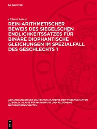 Rein-arithmetischer Beweis des Siegelschen Endlichkeitssatzes für binäre diophantische Gleichungen im Spezialfall des Geschlechts 1