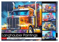 Langhauber Paintings. Trucks in lebendigen Farben (Wandkalender 2025 DIN A2 quer), CALVENDO Monatskalender