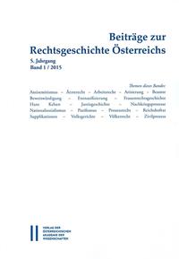 Beiträge zur Rechtsgeschichte Österreichs