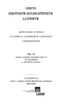 Arnobii adversus nationes, libri VII