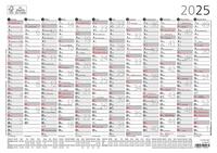 Zettler - Plakatkalender 2025, 29,7x21cm, Jahresplaner mit Jahresübersicht, 12 Monate auf 1 Seite, Mondphasen, Arbeitstage-, Tages- und Wochenzählung, Ferientermine und deutsches Kalendarium