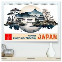 Japan - Aquarell Kunst und Tradition (hochwertiger Premium Wandkalender 2025 DIN A2 quer), Kunstdruck in Hochglanz