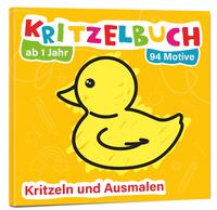 Mein erstes Kritzelbuch ab 1 Jahr: über 94 große Motive - für Jungs und Mädchen - Ausmalbuch - Ausmalen und kritzeln mit Spielzeug, Tiere, Fahrzeuge, Obst, Gegenstände und vieles mehr