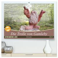 Die Trolle von Gamleby - Schweden - Skulpturen von Jan Pol (hochwertiger Premium Wandkalender 2025 DIN A2 quer), Kunstdruck in Hochglanz