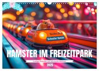 Hamster im Freizeitpark - Lustiger Kalender mit Jahrmarkt-Motiven (Wandkalender 2025 DIN A3 quer), CALVENDO Monatskalender