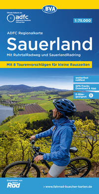 ADFC-Regionalkarte Sauerland mit Tagestouren-Vorschlägen, 1:75.000, reiß- und wetterfest, GPS-Tracks Download